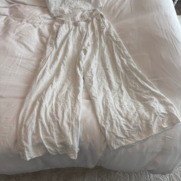 Show Me Your Mumu Kick Back Pants & Cara Crop Top Set White Size M - Picture 4 of 8